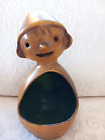 Vtg California Pottery Stoneware Brown Happy Face Elf Gnome Planter MCM Scandi S