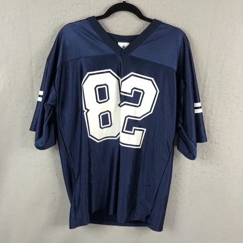 Dallas Cowboys Jersey Mens Large Blue White 82 Whitten Shiney Satin Cover