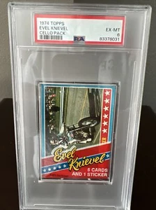 1974 Topps EVEL KNIEVEL Trading Card Unopened Cello Pack PSA 6 - Picture 1 of 4