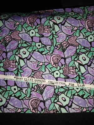 Tela Algodón 39" x 42" Colección Mary Ellen Hopkins Rosa Gatos Lavanda y Verde Foto 1 de 4