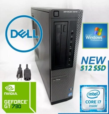 Windows XP Pro 32 Bit Nvidia GAMING PC, Dell 9010 i7-3770, NEW 512GB SSD - Image 1 of 4