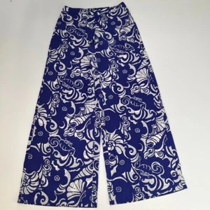 Lilly Pulitzer Pant Women Small Spectrum Blue Tide Pools 29x32 Wide Work Core Ex - Picture 1 of 13