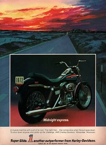 Harley Davidson Super Glide 1972 motocicleta ""Midnight"" anuncio en color original - Imagen 1 de 1