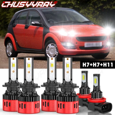 Para Smart Forfour 2005-2007 6x 6000K LED Bombillas de faros altos/bajos + Kit de luces antiniebla Foto 1 de 4
