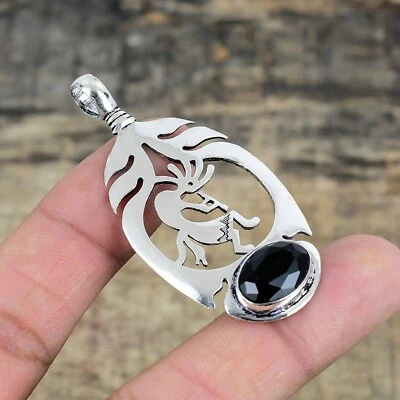 Pendente In Argento Sterling 925 Fatto A Mano In Spinello Nero Per Il Nuovo Anno - Immagine 1 di 4