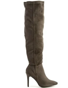 Sexy Botas de Estilo Sobre la Rodilla Gamuza Sintética Fiesta Clubtasos Rodilla Tacón Alto Gris - Imagen 1 de 3