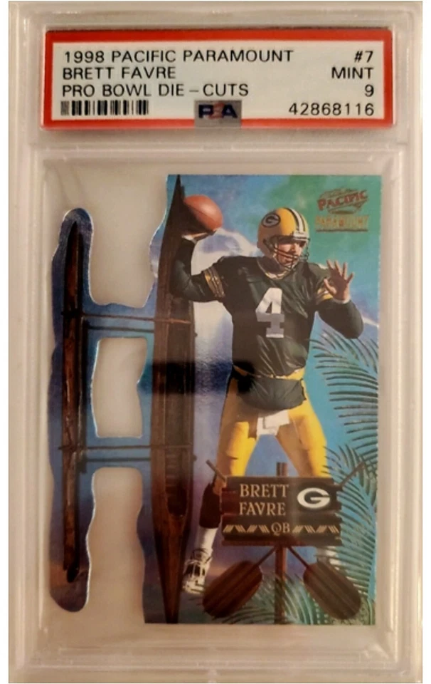 1998 Pacific Paramount Brett Favre PRO BOWL DIE CUT #7 graded PSA 9 card POP 11 - Image 1 of 2