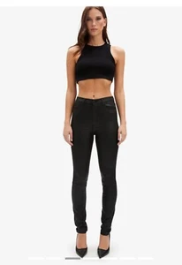 Bardot Black Skinny Leg Leather Look Khloe Jeans Size 10 - Picture 1 of 3