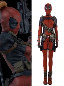 IN US Lady Deadpool Cosplay Costume Jumpsuit Mask Boots Wanda Wilson Outfit Set - Picture 1 of 15