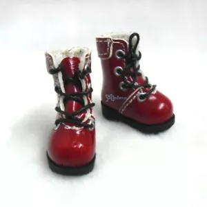 SHP002RED Mimiwoo 1/6 Bjd Doll Shoes Blythe PU Leather Medium Boots RED ~ SALES - Picture 1 of 4
