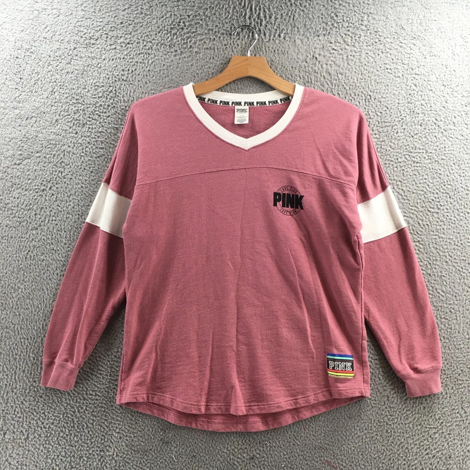 Sudadera Rosa Victoria's Secret Mujer Grande Rosa Manga Larga Cuello en V Pullover Foto 1 de 4