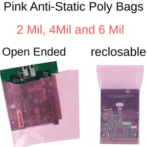 Rosa antistatische Polybeutel elektronisch Polyethylen 2,4,6 Mil heißsiegelbar LDPE - Bild 1 von 22