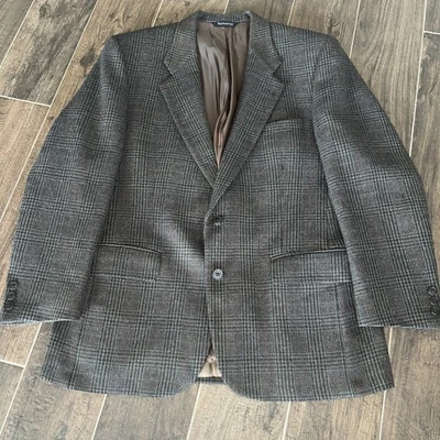 Jaqueta esportiva vintage Burberry Blazer masculina 44R cinza lã janela EUA - Imagem 1 de 4