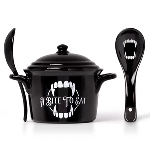 Alchemy Gothic A Piqûre pour Être Manger à Couvercle Bol & Cuillère Set Tout - Imagen 1 de 1
