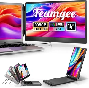 Laptop Screen Extender, 14" FHD 1080P IPS Portable Monitor for Laptop, Built-in - Picture 1 of 8
