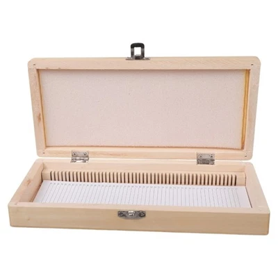 50 Capacity Wooden Microscope Slide Storage Box Case for Biology Specimens Use - Image 1 of 4