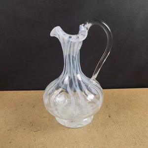 Bohemian Glass White Opalescent Harlequin Cruet Bottle 6" Tall *no stopper* - Picture 1 of 5