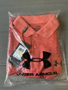 NWT UNDER ARMOUR GOLF PERFORMANCE 3.0 POLO SHIRT MEN'S SIZE MEDIUM CORAL - Picture 1 of 5