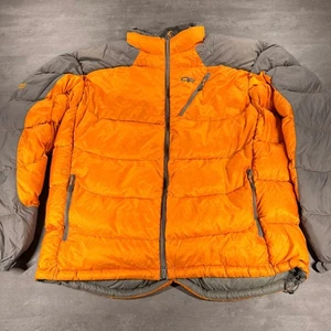 Outdoor Research Virtuoso Jacket Puffer Down Pertex Mens XL Orange Gray Gorpcore - Picture 1 of 13