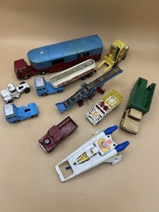 DINKY CORGI JOB Lot Of 10 Various Played With Original Trucks, Star Fighter Etc - Picture 1 of 18