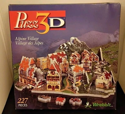 Puzz 3D Alpine Village 1999 WRebbit 3 Dimensional Puzzle Construction Preowned - Image 1 of 4