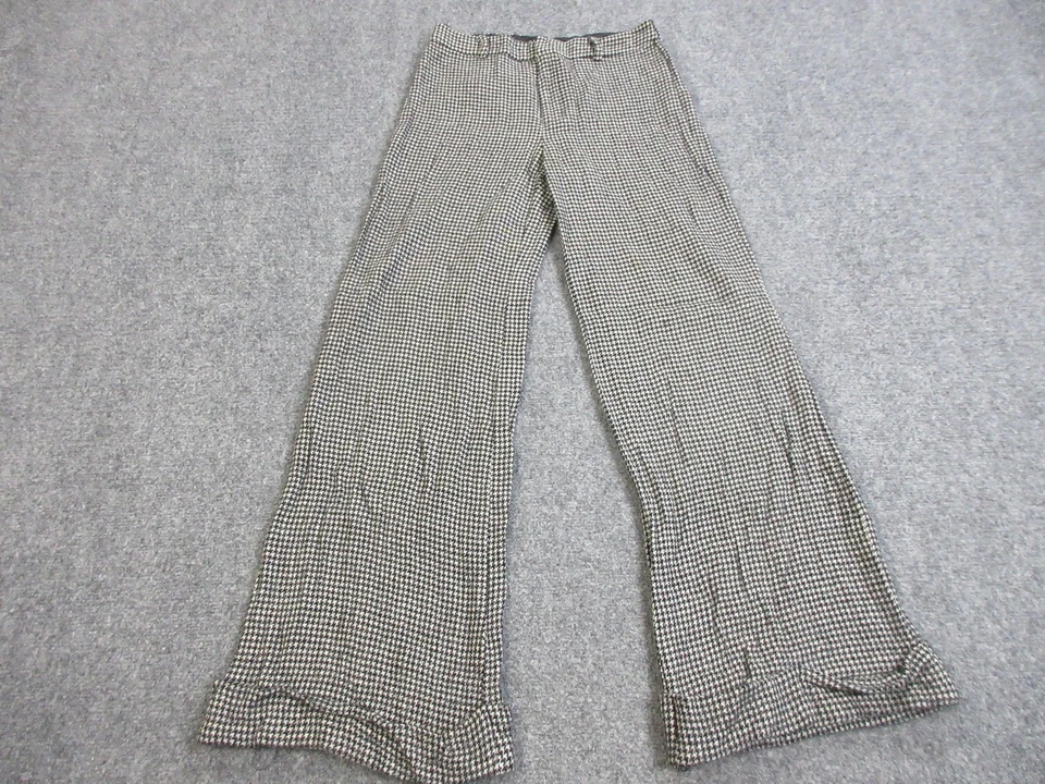 Брюки женские Ralph Lauren 4 черные белые гончие шерстяные кашемировые широкие штанины - Изображение 1 из 4