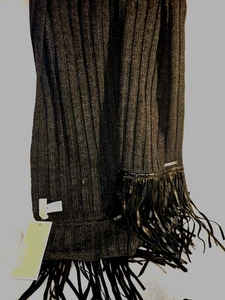 Michael Kors 60" langer schwarzer Acryl & Leder Schal. Neu Mit Etikett - Bild 1 von 8