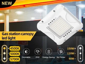 Commercial LED Canopy Light Fixture 150W 21000 LM for Gas Station Warehouse Barn - Picture 1 of 13