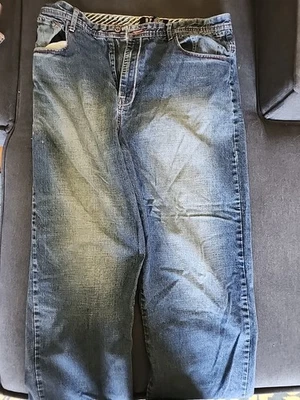 Pantalones de mezclilla para hombre Brooklyn Xpress talla 38/34 grandes y altos lavado oscuro desgastados  Foto 1 de 4