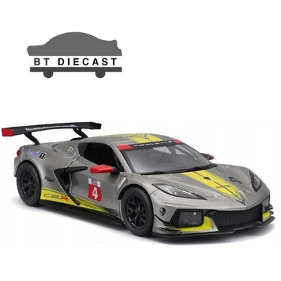 Chevrolet Corvette C8R 2020 Burago 1/24 con rayas amarillas gris 28024 Foto 1 de 2