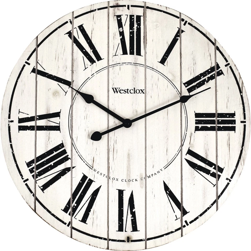 Westclox 18 In. Whitewash Wood Wall Clock 38018 Westclox 38018 844220013903 - Image 1 of 1