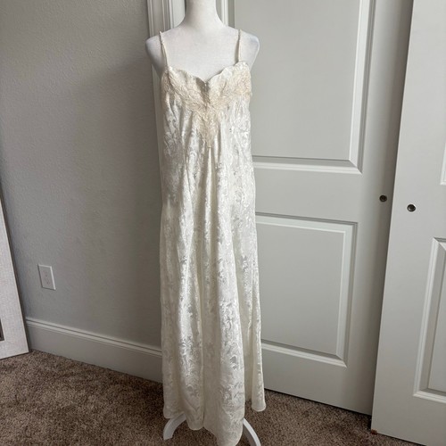 UNDERCOVER Abito maxi slip Victoria's Secret vintage anni 90 etichetta oro bianco pizzo raso L fata