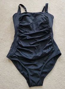 Women's L.L.BEAN BeanSport Swimsuit Squareneck Tanksuit 1pc Sz 14 Regular Black - Picture 1 of 7