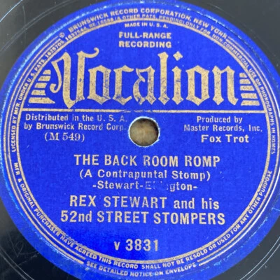 1937 JAZZ Rex Stewart - Duke Ellington 78 rpm VOCALION 3831 THE BACKROOM ROMP V+ - Image 1 of 4
