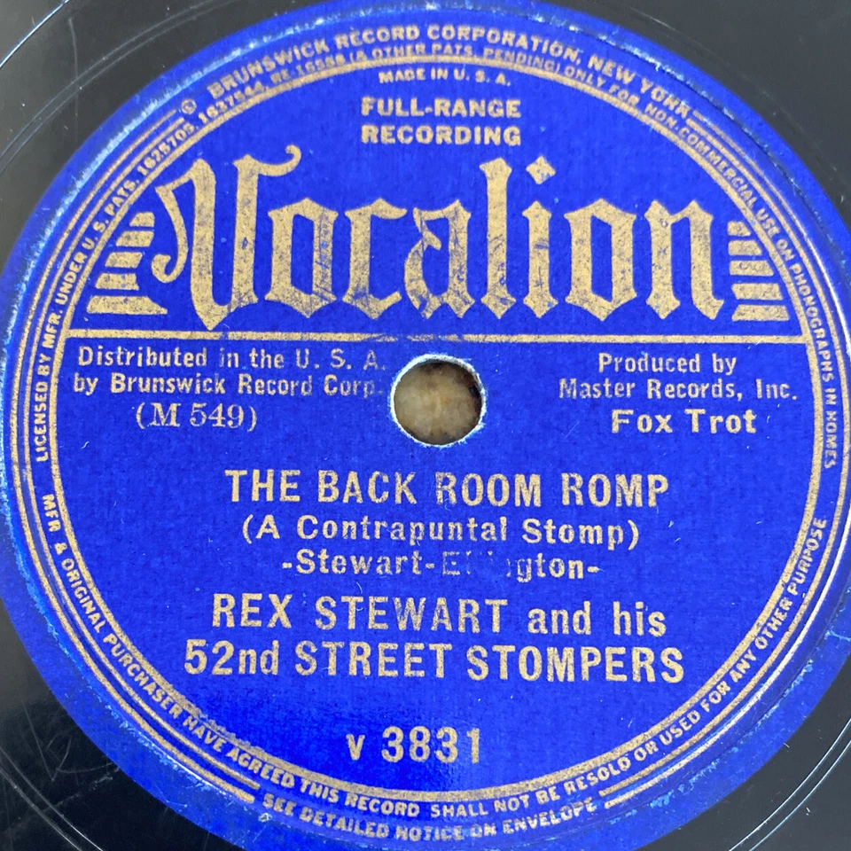 1937 JAZZ Rex Stewart - Duke Ellington 78 rpm VOCALION 3831 THE BACKROOM ROMP V+ - Image 1 of 4