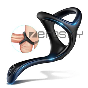 Silicone CockRing Ball Harness Penis Erection Man Sex  Enhancer Teasing Tail - Picture 1 of 12