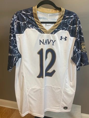 Men's #12 Navy Midshipmen Under Armour 175 Years ON FIELD GAME Jersey Large L Cover
