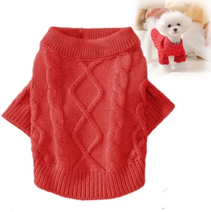 Small Dog Cat Sweaters, Puppy Jumper Sweater Warm Pullover Fleece Dog Jacket Win - Picture 1 of 12