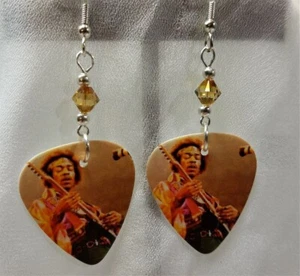 Orecchini Jimi Hendrix per chitarra con cristalli Swarovski in rame - Foto 1 di 3