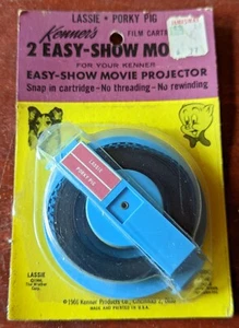 1966 Kenner Easy Show Movie snap cartridge Lassie & Porky Pig factory sealed - Picture 1 of 6