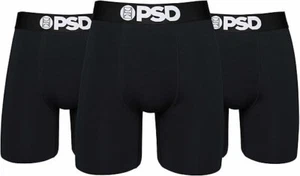 PSD Underwear Mens Boxer Briefs - Solid Black 3 Pack, 7 Inch Inseam, Moisture XL - Picture 1 of 10