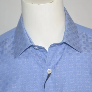 NWT BUGATCHI Classic Fit Blue Cotton Long Sleeve Casual Shirt Sz L - Zdjęcie 1 z 3