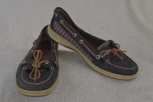 SPERRY TOP SIDER LEATHER BOAT SHOES (STS90078) NAVY / PURPLE – SIZE 10M – RARE! - Picture 1 of 6