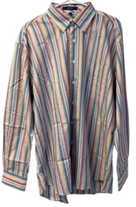 Alan Flusser Shirt Mens Large Multicolor Button Up Long Sleeve Striped Cotton - Picture 1 of 6