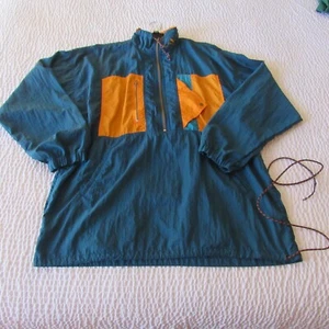 Colorblock Y2K Vtg Puma Windbreaker Pullover Jacket Mens M 3/4 Zip Teal Orange - Picture 1 of 11