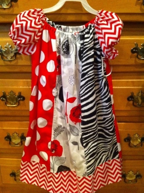 Girls Short Sleeve Dress, New, Size 5/6, Red, Black, White, Handmade - Image 1 of 1