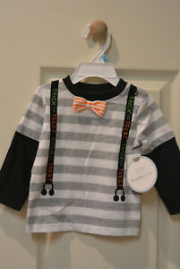 Koala Kids Trick or Treat Bow Tie Suspenders Baby Boy Halloween Shirt Top 3-6M 