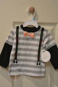 Koala Kids Trick or Treat Bow Tie Suspenders Baby Boy Halloween Shirt Top 3-6M  - Picture 1 of 8