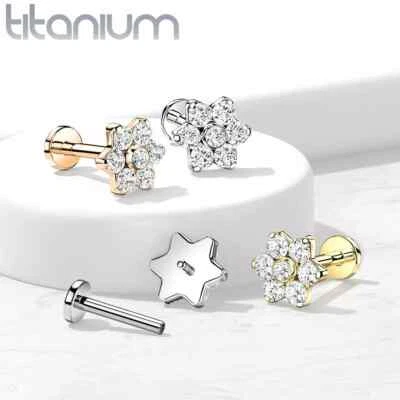 Pendiente Roscado Internamente Flor Cristal GRADO IMPLANTANTE TITANIO Espalda Plana Foto 1 de 4