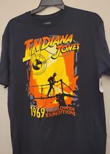 NEW Indiana Jones XL T-Shirt Black Orange Yellow LOGO Worldwide Expeditions 1969